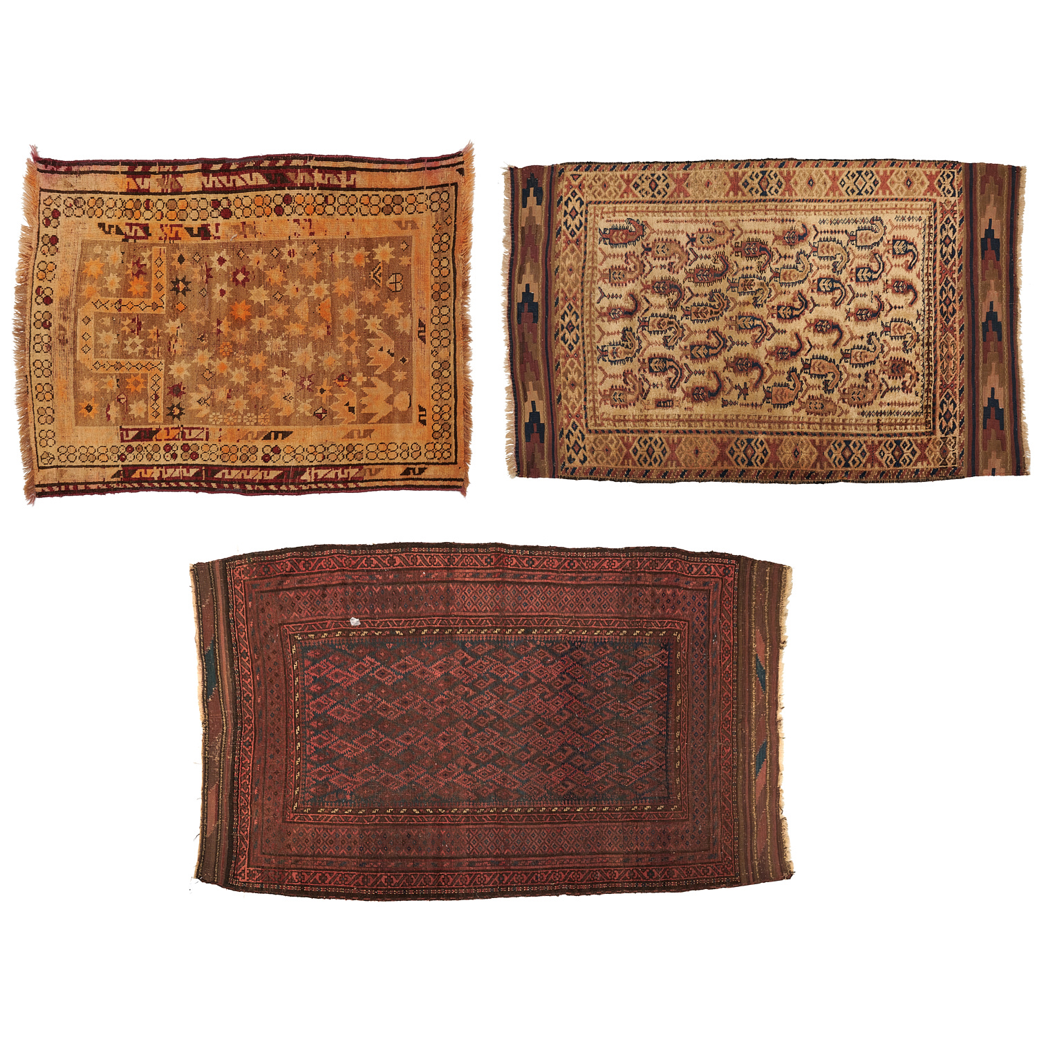  3 OLD CAUCASIAN AND TRIBAL RUGS 36221c