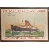 FRENCH CGT LINE STEAMSHIP POSTER After