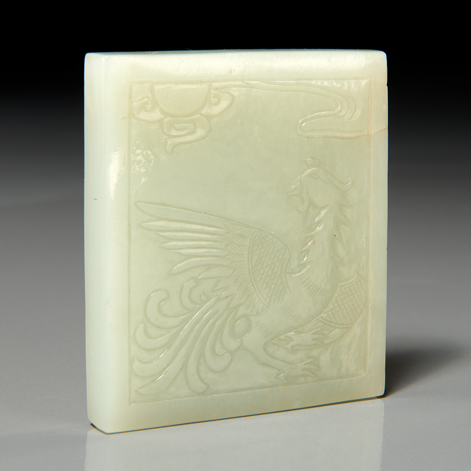 CHINESE CARVED CELADON JADE PLAQUE 3625bd