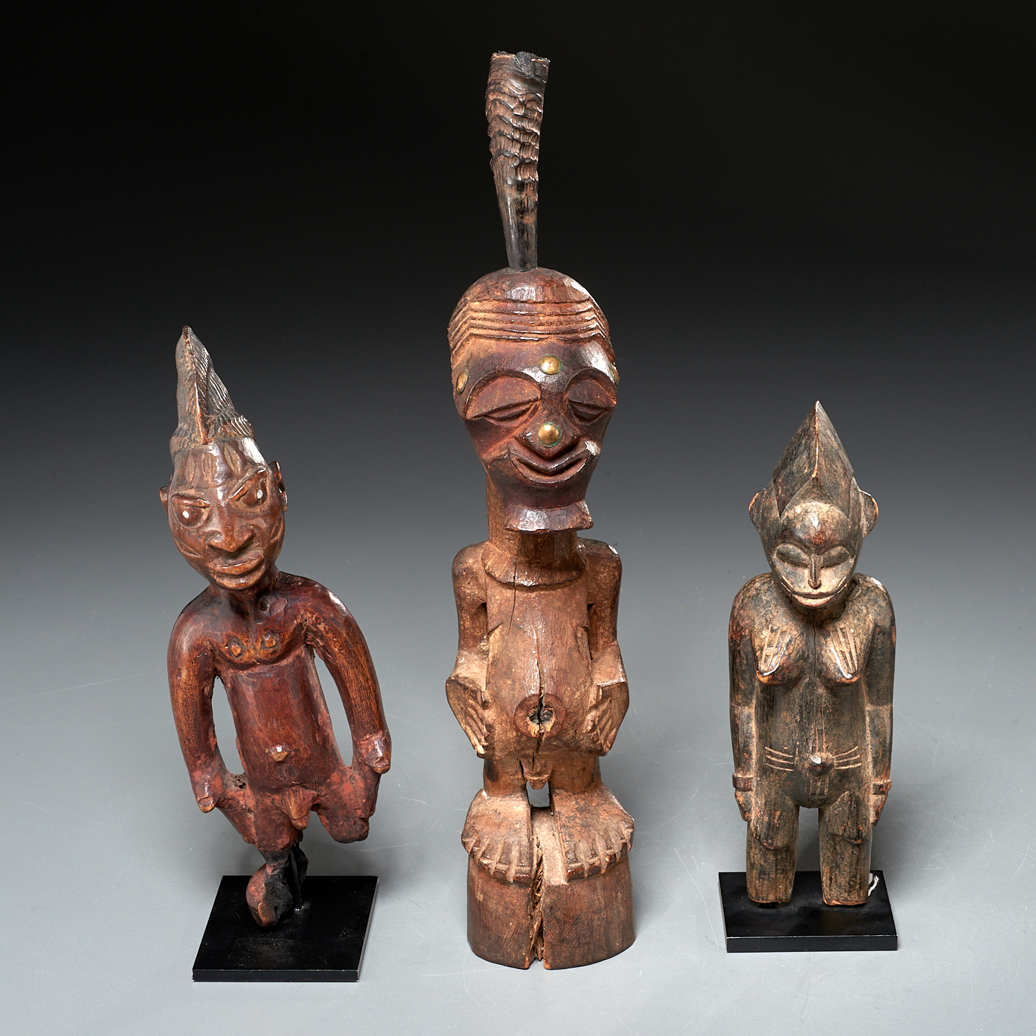  3 AFRICAN CARVED STANDING FIGURES  3626bc