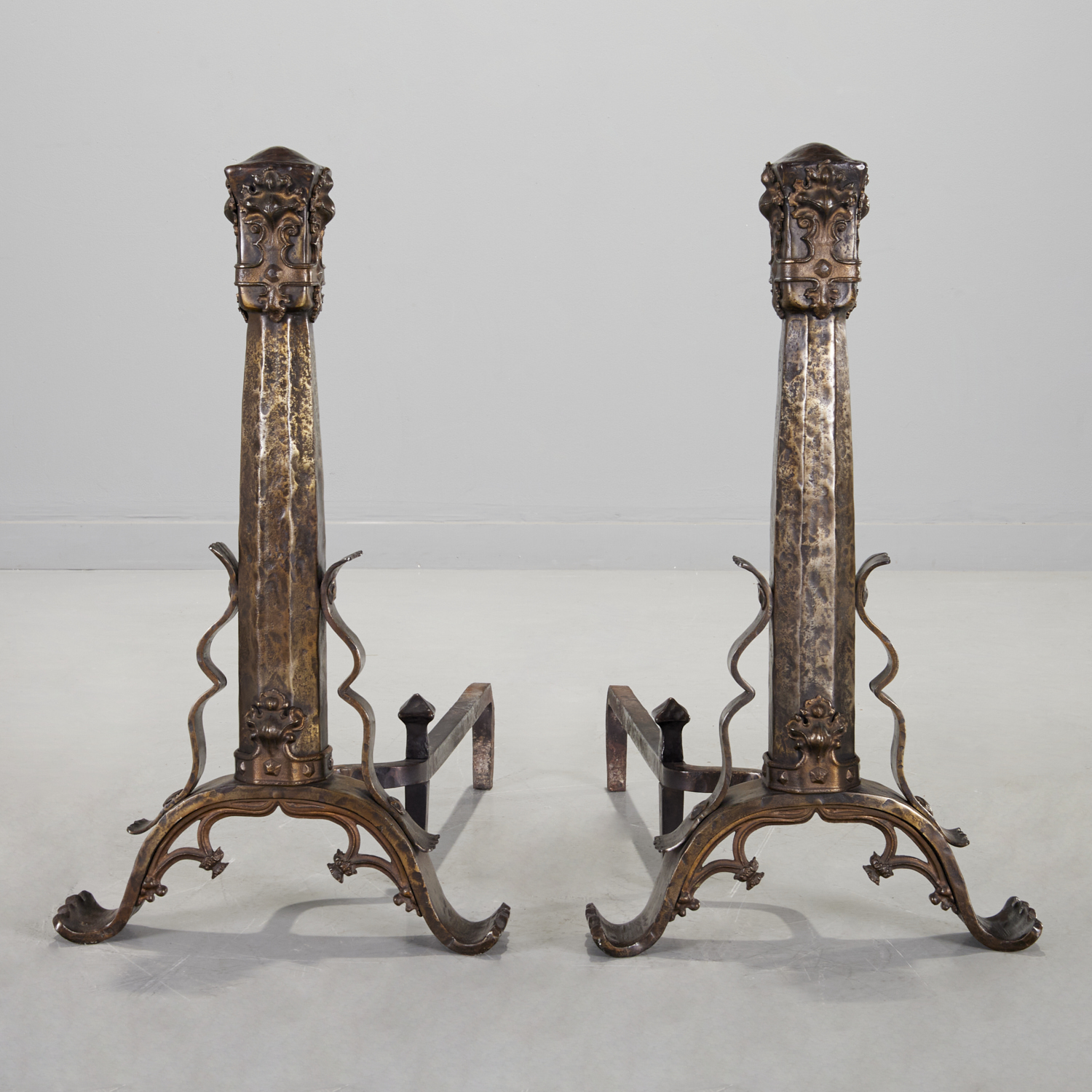 PAIR GOTHIC REVIVAL HAMMERED IRON 360626