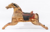 PAINTED CARVED WOOD ROCKING HORSE, 19TH