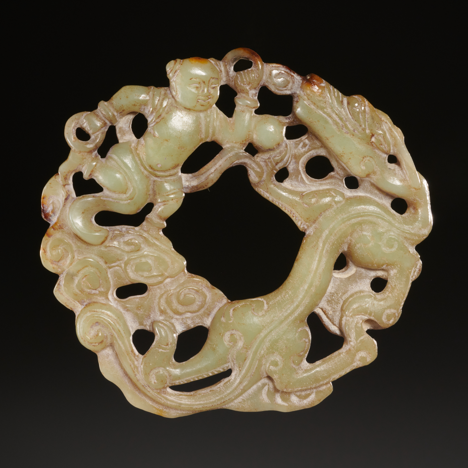 CHINESE CELADON JADE CARVED PLAQUE 360f2d