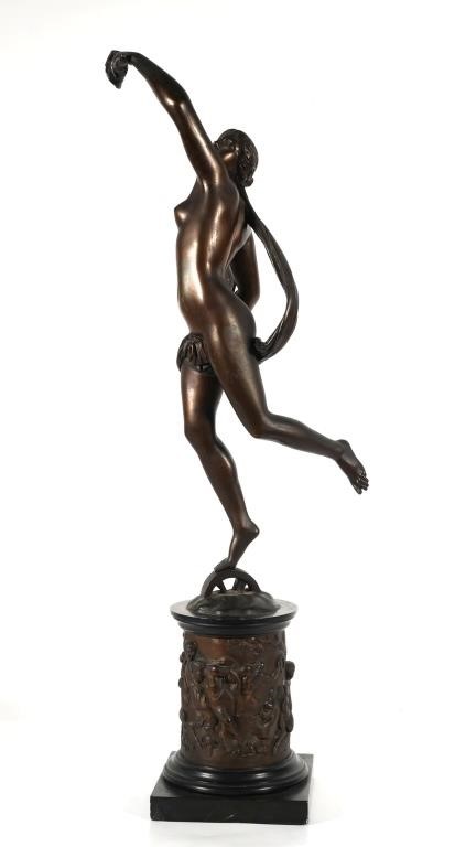 ANTIQUE FRENCH NUDE FORTUNE BRONZE 363ed0