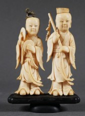 CHINESE IVORY FIGURAL SNUFF BOTTLESPair 363f13