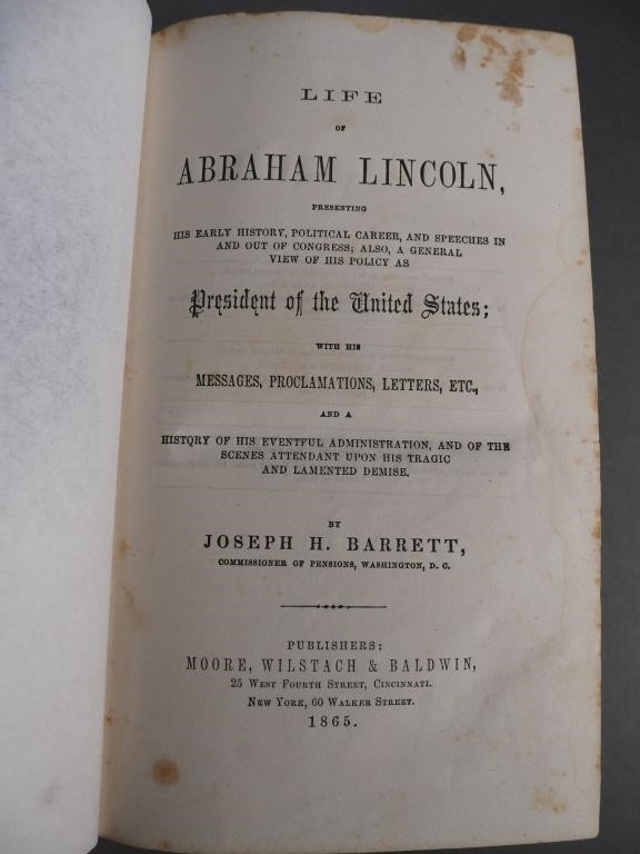 BOOK LIFE OF LINCOLN 1865 BY 364055