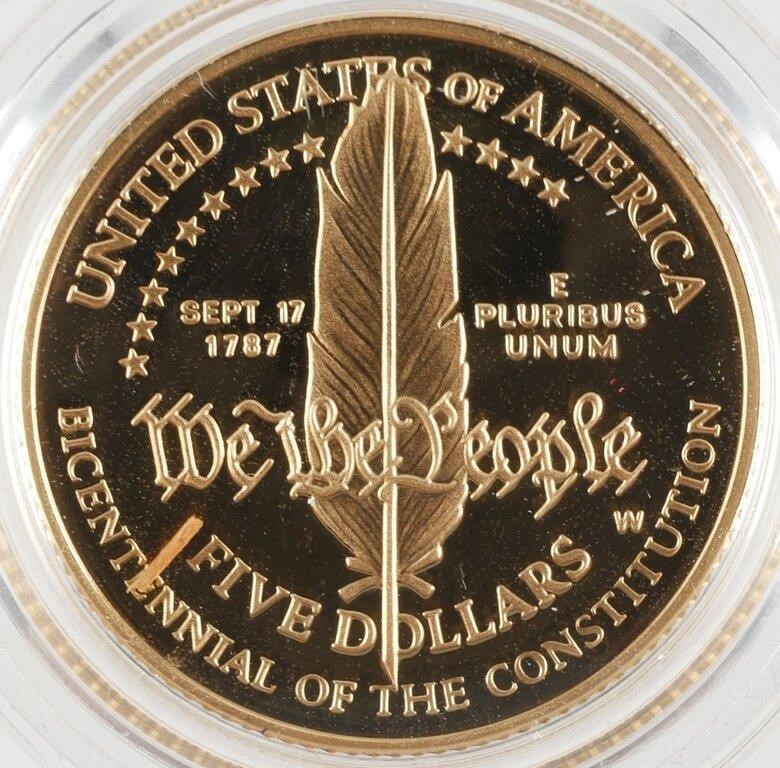 1987 W 5 PROOF CONSTITUTION GOLD 36428a