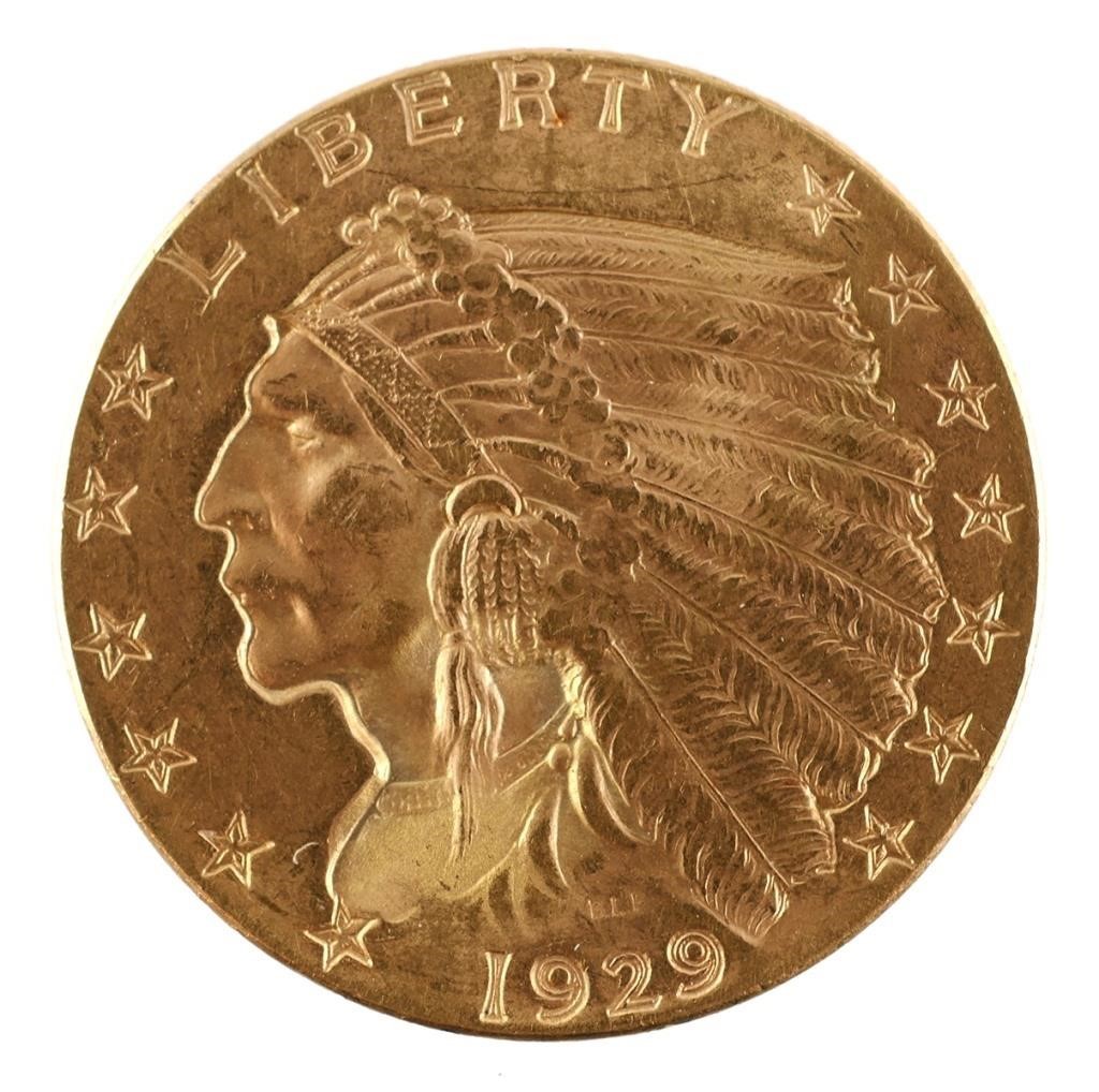1929 INDIAN HEAD GOLD 2 50 QUARTER 36478b