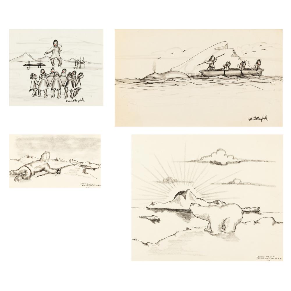 GROUP OF FOUR INUIT DRAWINGS CHILDREN 363531