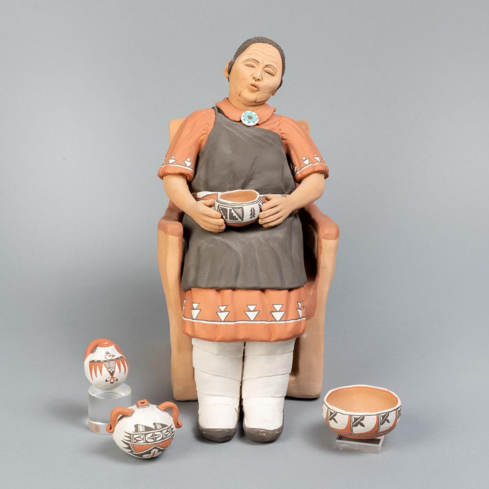 POTTERY WOMAN FIGURINE WITH POTTERY  3635a0