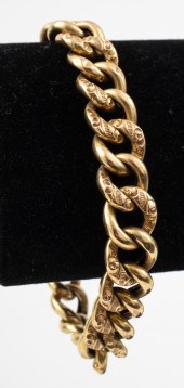 VICTORIAN 14K YELLOW GOLD ENGRAVED LINK