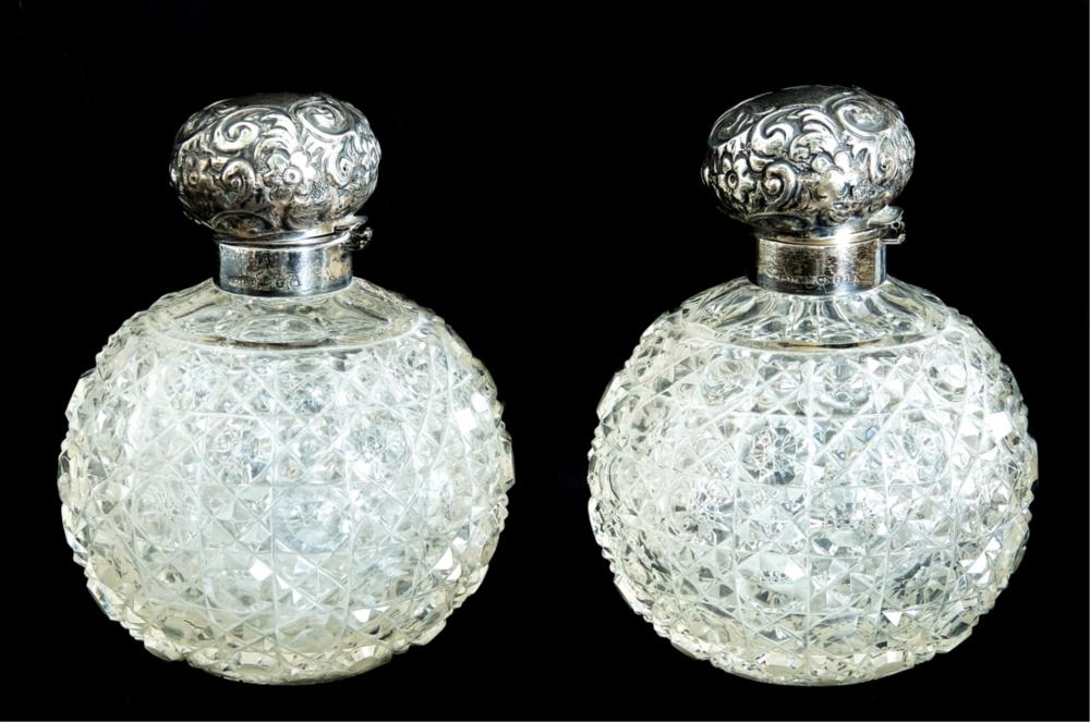 PAIR STERLING CUT GLASS SCENT 366268