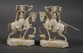 ANTIQUE IVORY PAIR OF KNIGHT CHESS PIECESTwo