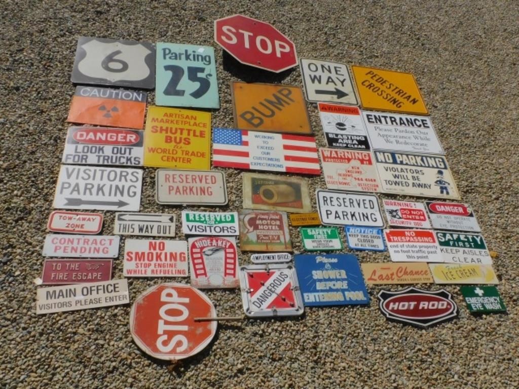  45 VINTAGE SIGNS RELATED TO TRAFFIC  366619
