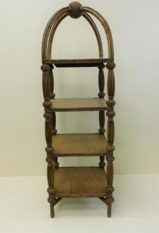 A FINE AND RARE FOUR TIERED WICKER 3666b8