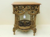 ORNATE VICTORIAN WICKER PARLOR TABLE,