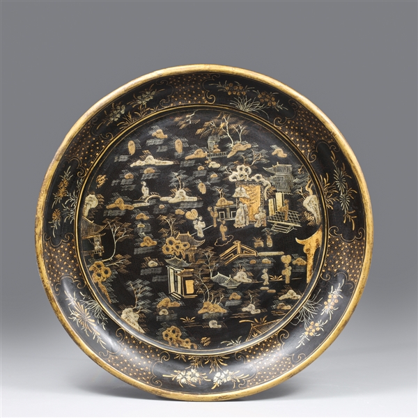 Chinese gilt lacquer charger with 366a09