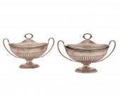 PAIR OF PAUL STORR SILVER TWO HANDLED