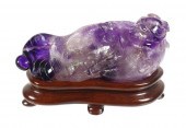 VINTAGE CHINESE CARVED AMETHYST DRAGON