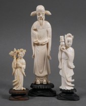 (3) OLD CHINESE IVORY CARVINGS MAN &