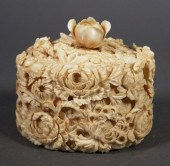 CARVED FLORAL IVORY CHINESE TRINKET