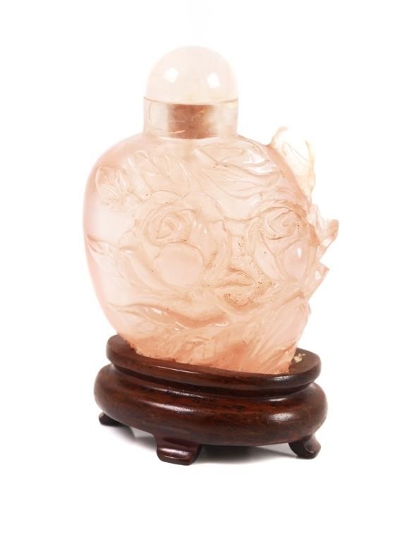 OLD CHINESE ROSE QUARTZ CARVED 365e78