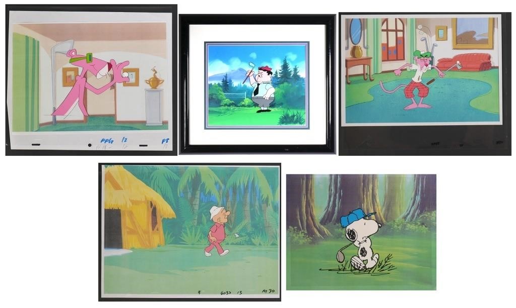 (5) GOLF ANIMATION CELS PINK PANTHER