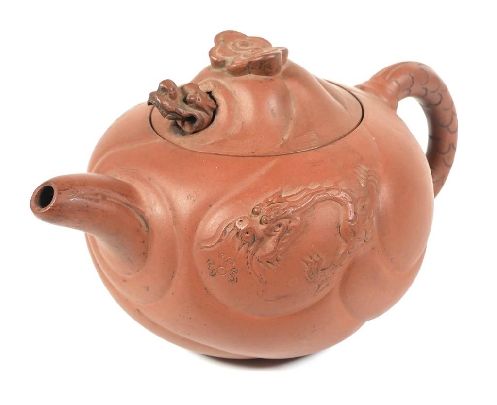 CHINESE YIXING DRAGON TEAPOT MOVEABLEAntique 365edc