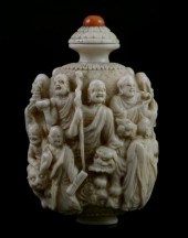 ANTIQUE CHINESE IVORY SNUFF BOTTLE,