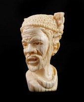 ANTIQUE AFRICAN IVORY BUST CARVING OF