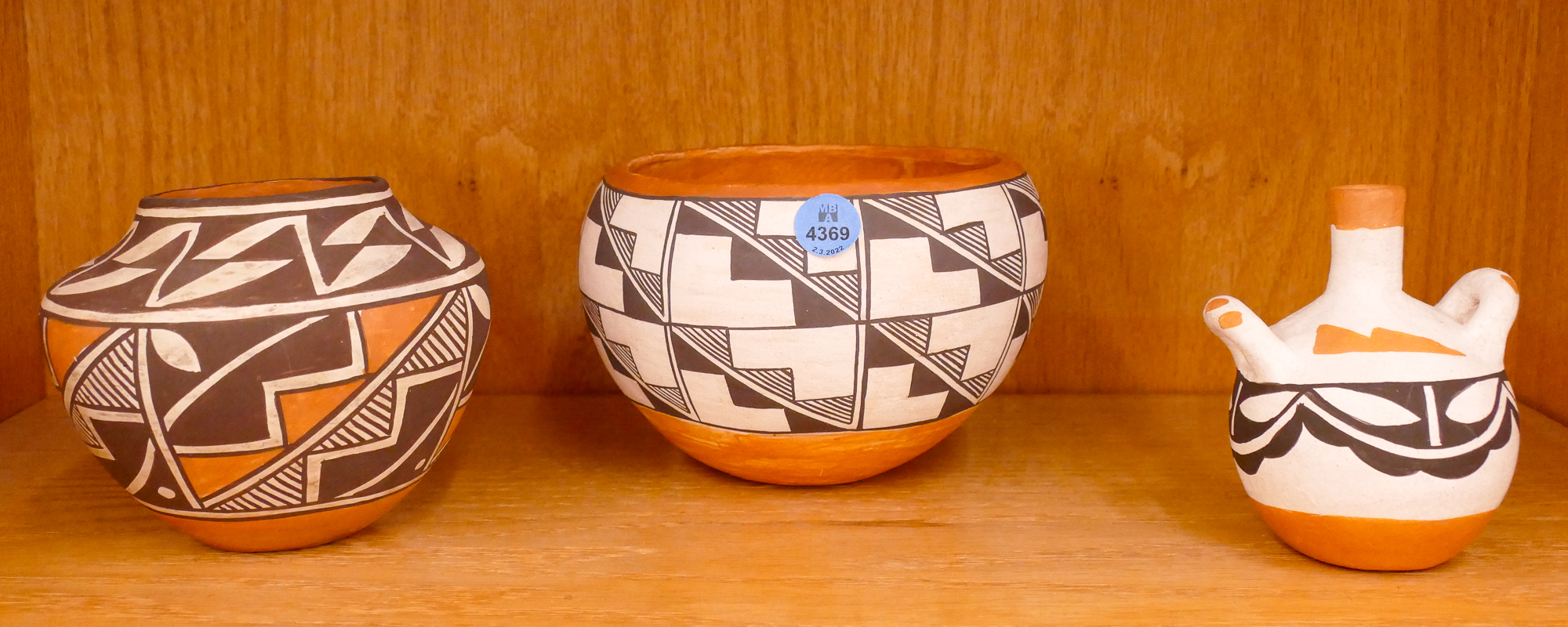 3pc Acoma Native Polychrome Pottery  368ec5