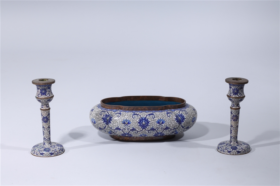 Three piece set of Chinese cloisonne 369174