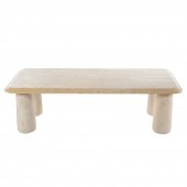 TRAVERTINE COFFEE TABLE, ATTRIBUTED