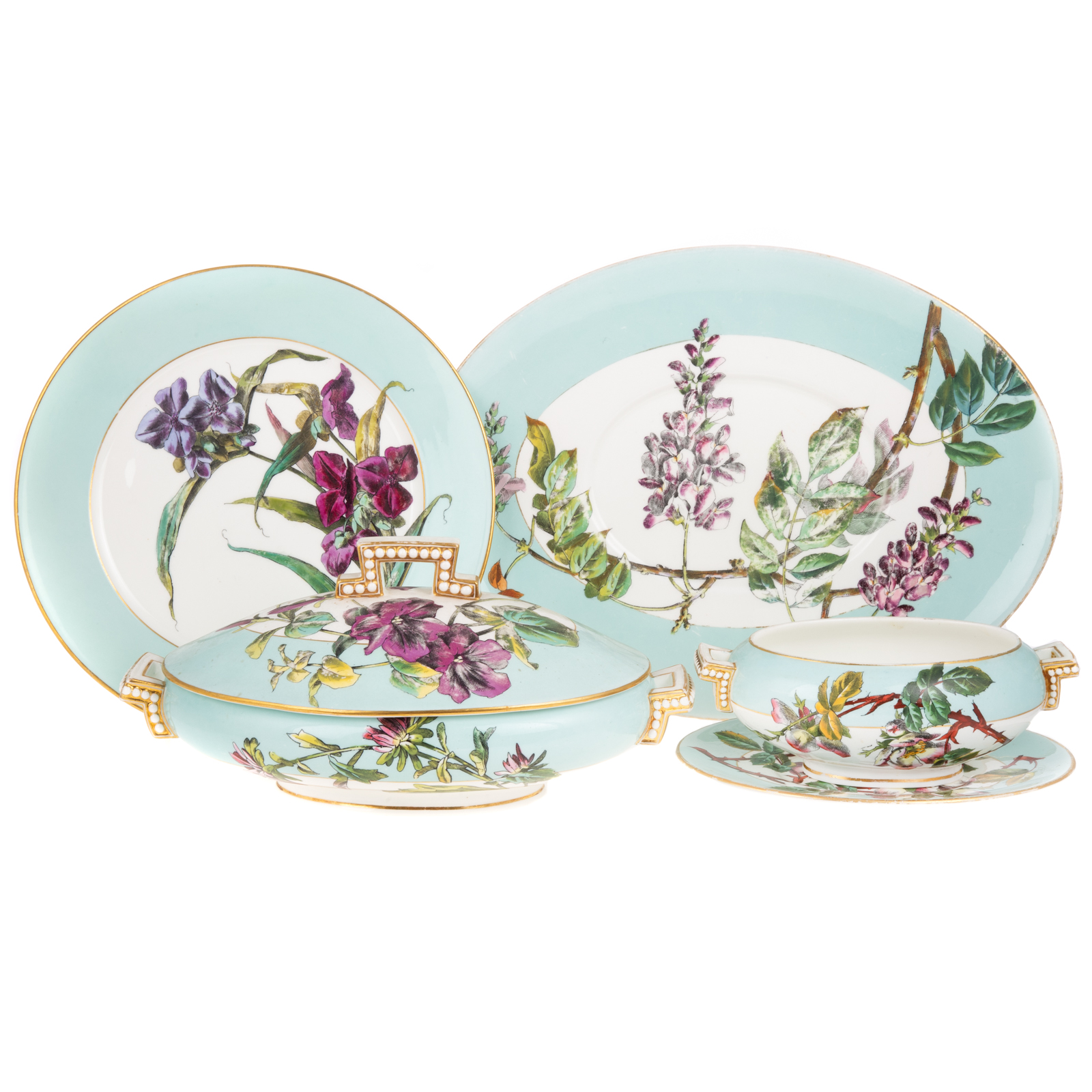 ENGLISH FLORAL CHINA PARTIAL DINNER 369517