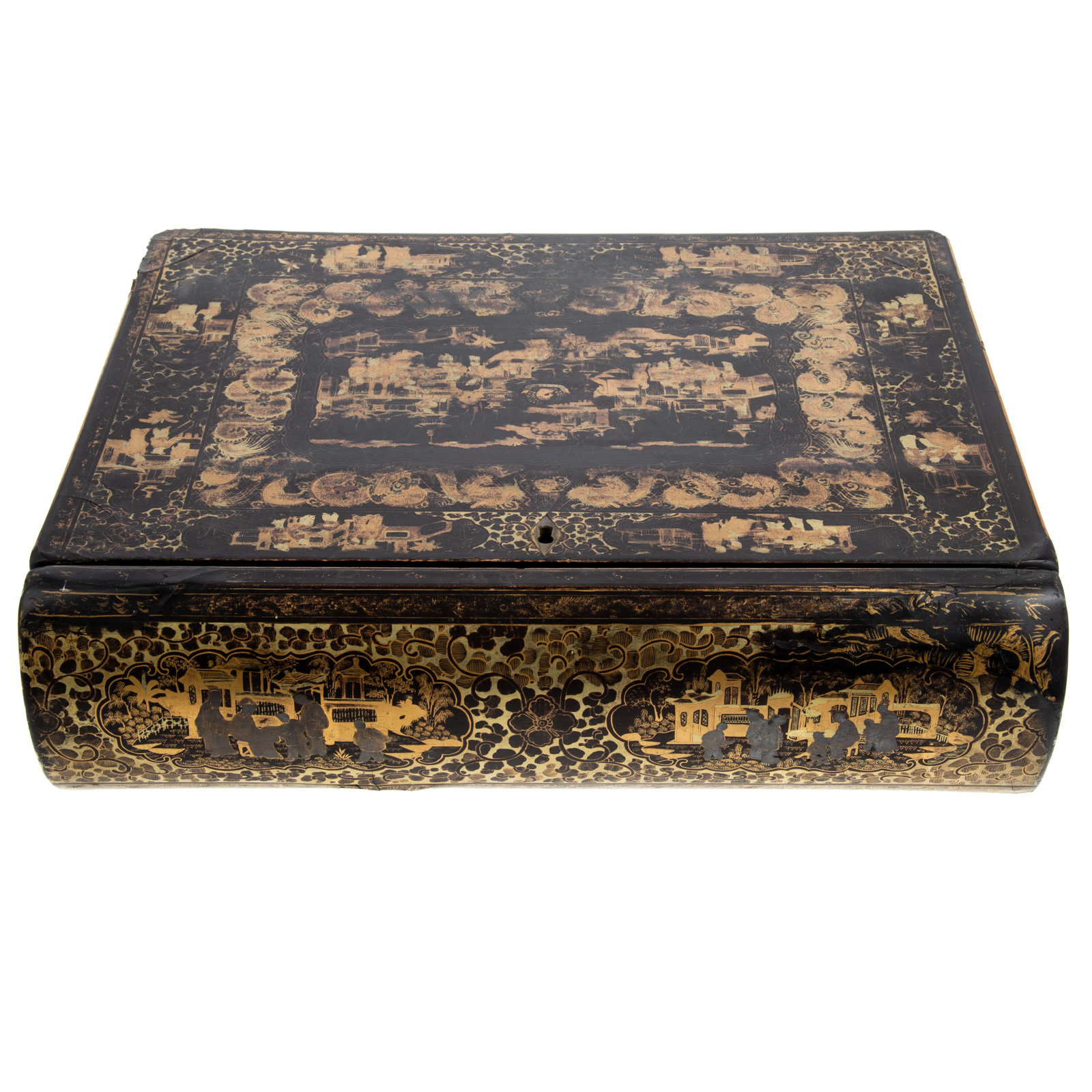 CHINESE EXPORT LACQUER SEWING BOX 36967d