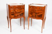 2 PC. INLAID FRENCH LAMP TABLES: Matching