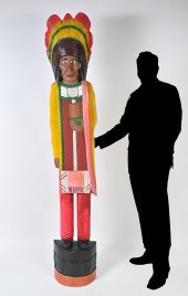 CARVED & PAINTED CIGAR STORE STYLE INDIAN: