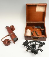 NAVAL SEXTANT LEATHER BOUND MARITIME 36994a
