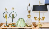 FOUR TABLE LAMPS Including two metal