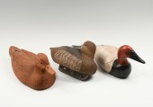 13 PC. CARVED & DECORATED DUCK DECOYS: