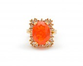 18K GOLD, MEXICAN FIRE OPAL, AND DIAMOND