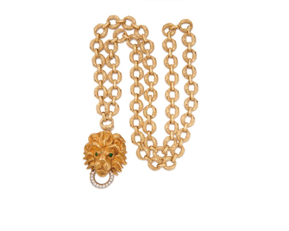 18K GOLD AND DIAMOND LION S HEAD 367a28
