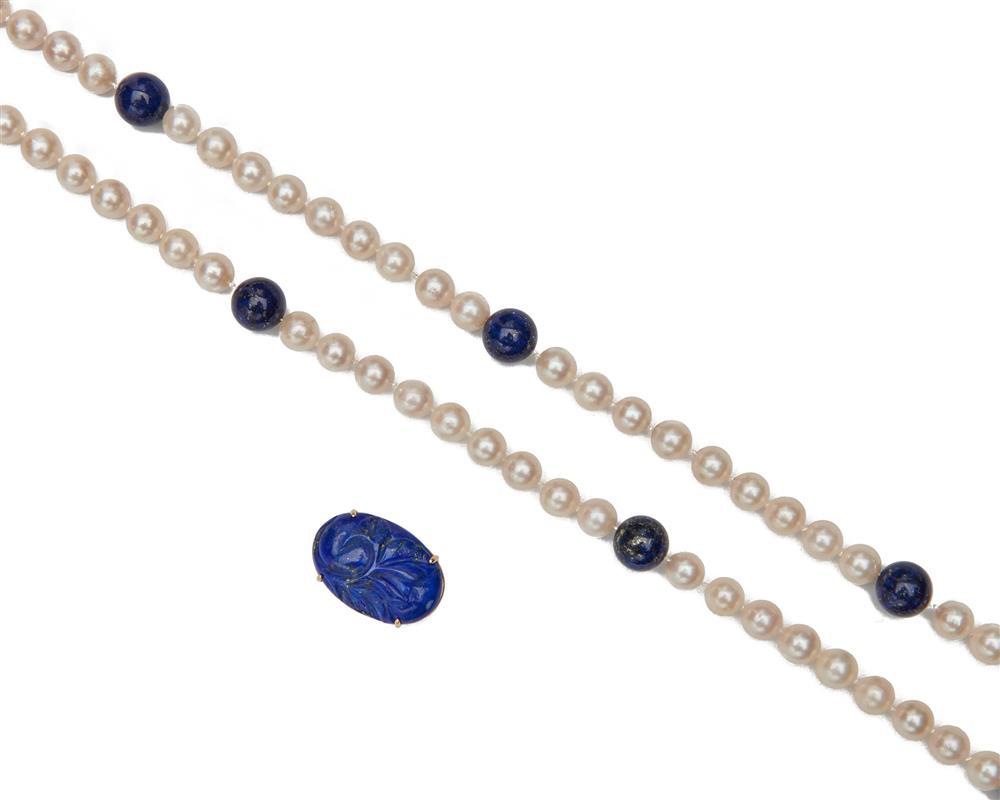 PEARL AND LAPIS LAZULI NECKLACEPearl 367f17