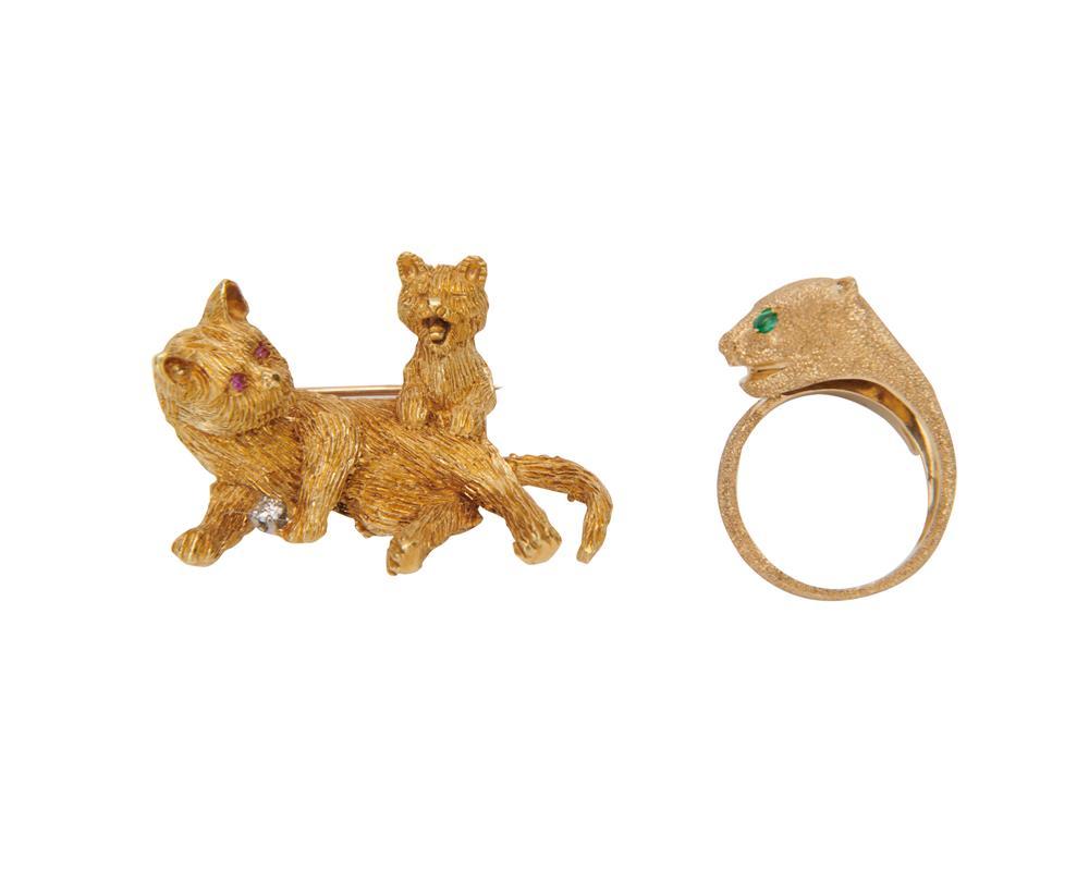 GOLD AND GEMSET CAT JEWELRYGold 367f2f