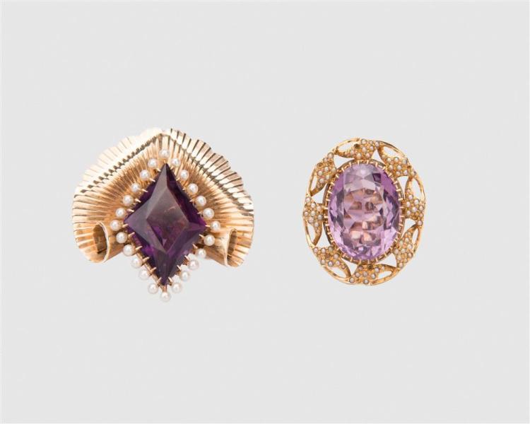 14K YELLOW GOLD AMETHYST AND 3681af