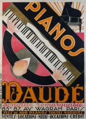 LARGE DAUDE PIANOS ART DECO POSTER: