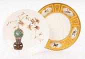 Two Minton plates, one dated 1879, painted