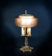AESTHETIC MOVEMENT REVERSE PAINTED LAMP:
