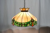 LARGE STAINED GLASS HANGING LAMP: Caramel