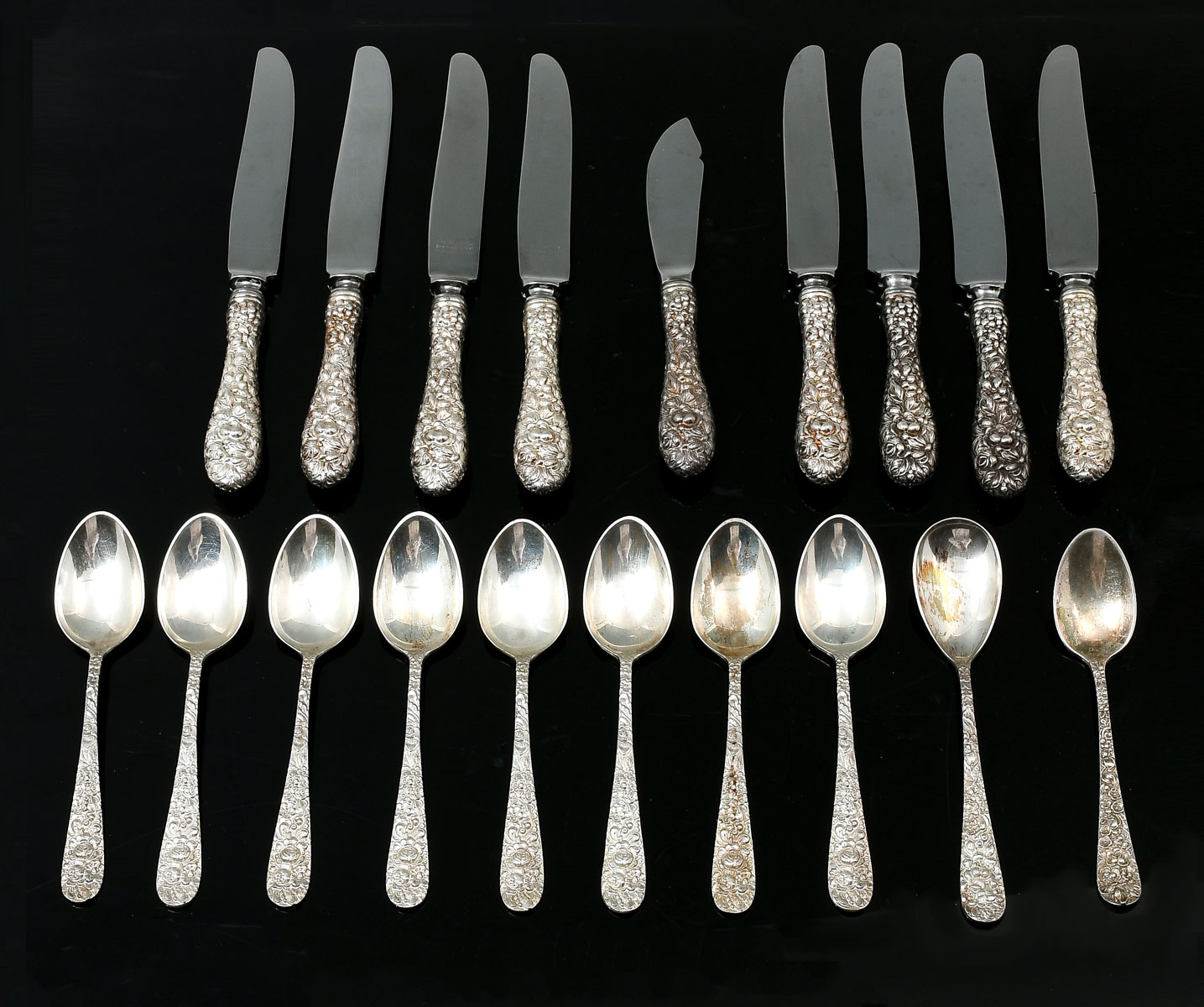 19 PC. STIEFF REPOUSSE STERLING